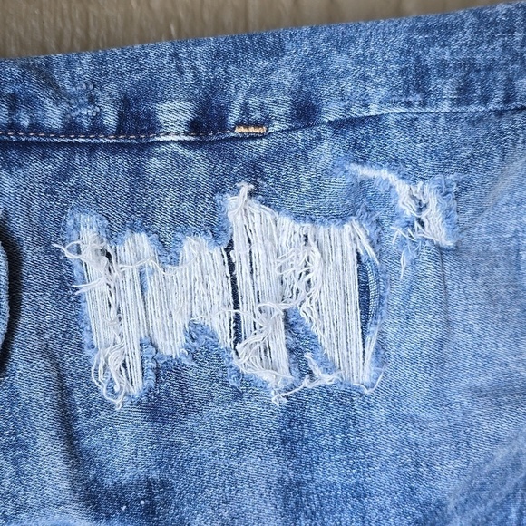 AE American Eagle hi rise shortie denim shorts destructed next level stretch 2 - Picture 4 of 13